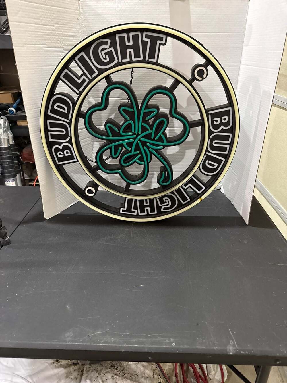 Bud Light St. Patrick's Day Shamrock LED Neon Sign, 24-Inch Round